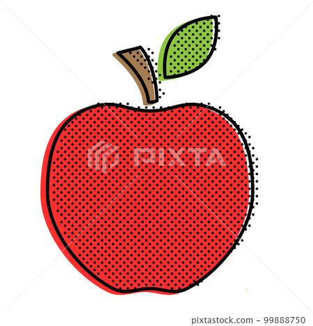 Red stylized apple with a point texture. Pop-art style vector illustration. 99888750