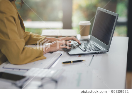 Concept of business office woman working, Close up Concept of business office woman working, Close up 99889921
