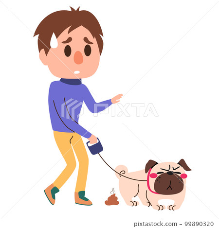 Dog Defecates On Walk 99890320