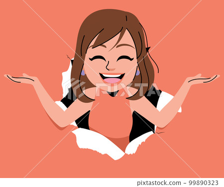 Woman Choosing Something Empty Space 99890323