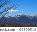 Mt. Nikko-Shirane with remaining snow (from the mountain trail to Mt. Sha) 99890519