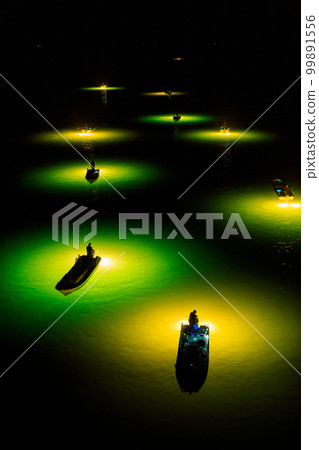 Tokushima _ Spectacular view of glass eel fishing in the Yoshino River 99891556