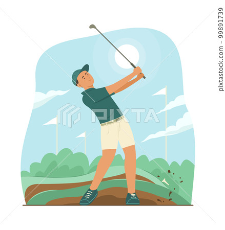 Athlete Man Playing Golf in Golf Course 99891739