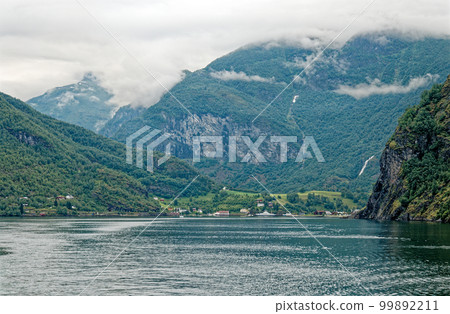 Beautiful view of Flam Fjord from a cruise boat trip Beautiful view of Flam Fjord from a cruise boat trip 99892211