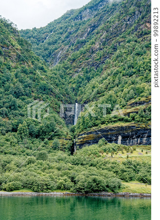 Beautiful view of Flam Fjord from a cruise boat trip Beautiful view of Flam Fjord from a cruise boat trip 99892213