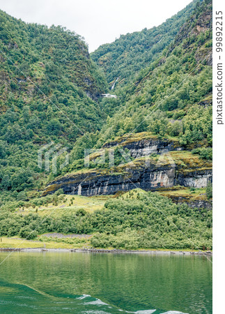 Beautiful view of Flam Fjord from a cruise boat trip Beautiful view of Flam Fjord from a cruise boat trip 99892215