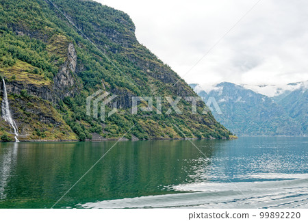 Beautiful view of Flam Fjord from a cruise boat trip Beautiful view of Flam Fjord from a cruise boat trip 99892220