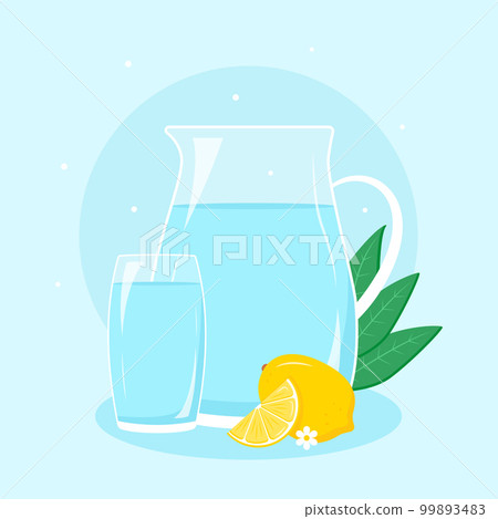 Water balance concept. A jug and a glass of water. Vector illustration in a flat style 99893483