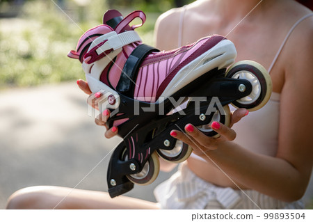 Presentation of sports equipment for roller skating 99893504