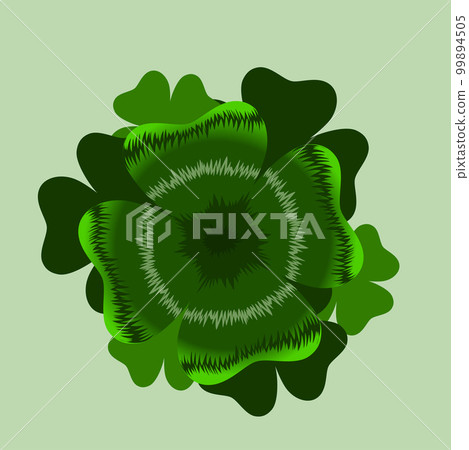 Four leaf realistic clover leaf isolated on white background. Vector illustration, print on fabric, paper, wallpaper, packaging. 99894505