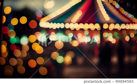 A carnival scene with multi-colored bokeh lights, Generative AI, illustration 99894565
