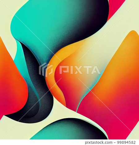 Psychedelic swirls and curves: Use bold, bright colors and fluid lines to create a groovy, psychedelic pattern Generative AI, illustration 99894582