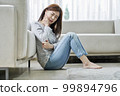 Toothache, pain, young woman, home, housing, young woman, Korean 99894796