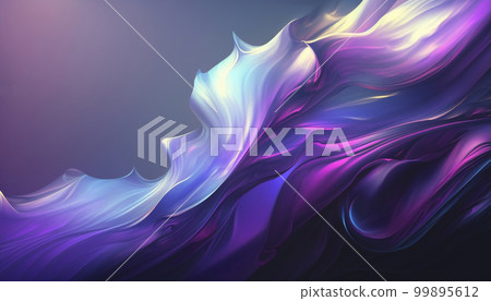 Generative AI. Light Fabric Fluttering in the Sky, Abstract Blue and Purple Wavy Background Generative AI. Light Fabric Fluttering in the Sky, Abstract Blue and Purple Wavy Background 99895612