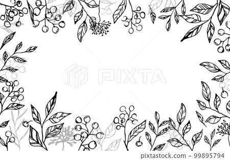Floral backgrounds with hand drawn flowers and plants. Monochrome vector illustration 99895794