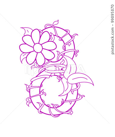 Number 8 decorated doodle pattern. Happy International Womens Day. 99895870