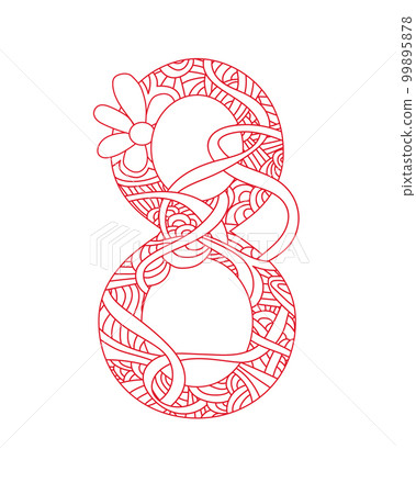 Number 8 decorated doodle pattern. Happy International Womens Day. Number 8 decorated doodle pattern. Happy International Womens Day. 99895878
