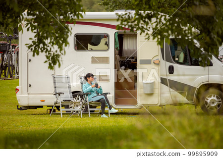 Family vacation travel RV, holiday trip in motorhome 99895909