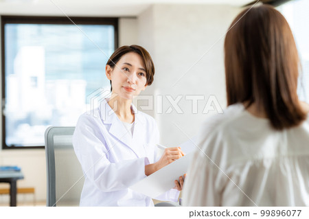 中年醫生檢查一名年輕女子 99896077