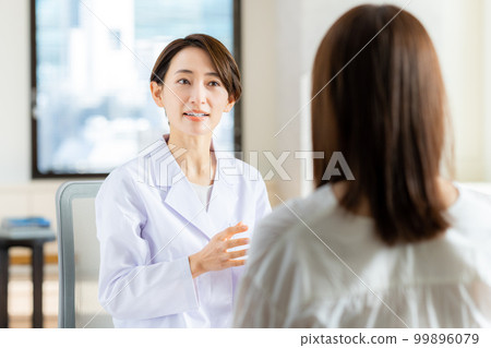 中年醫生檢查一名年輕女子 99896079
