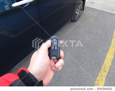 Holding a car remote control key Holding a car remote control key 99896660