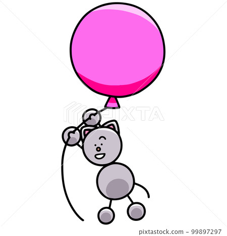Illustration of Nyanmaru being blown away by a balloon Cat Illustration of Nyanmaru being blown away by a balloon Cat 99897297