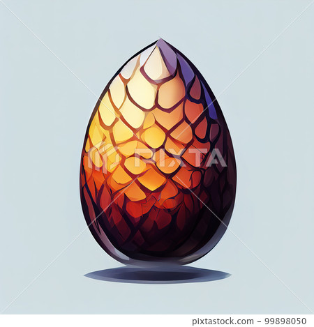 Magic dragon egg. Fairy tale illustration. Dragon fairy egg with a scaly shell. AI-generated 99898050