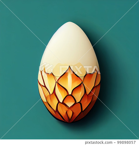 Golden white fairy dragon egg. Dragon fairy egg with a glossy scaly shell. AI-generated Golden white fairy dragon egg. Dragon fairy egg with a glossy scaly shell. AI-generated 99898057