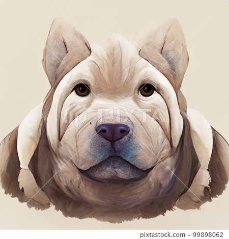 Portrait of a Shar Pei dog. Adult Shar Pei stylized picture. AI-generated Portrait of a Shar Pei dog. Adult Shar Pei stylized picture. AI-generated 99898062