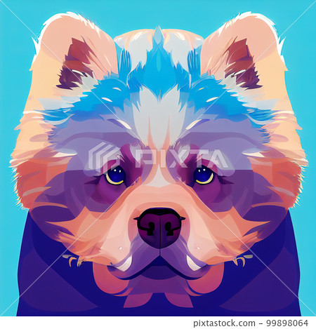 Portrait of a furry chow chow in blue colors. AI-generated Portrait of a furry chow chow in blue colors. AI-generated 99898064