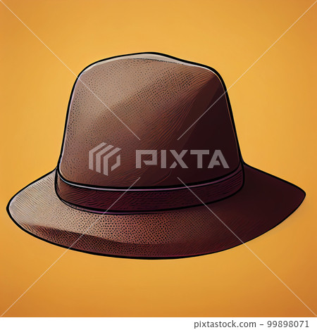 Brown male retro hat. Men's headdress accessory. Flat illustration. AI-generated 99898071