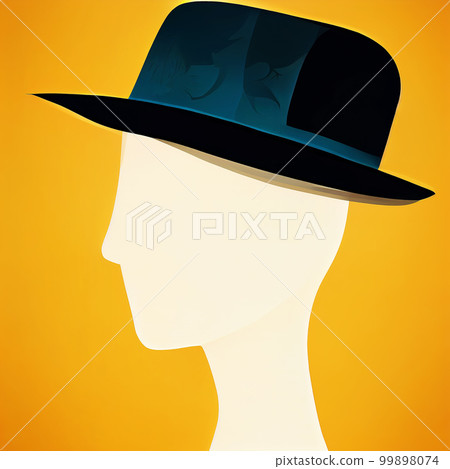 Profile view portrait of a faceless man in a hat. AI-generated Profile view portrait of a faceless man in a hat. AI-generated 99898074