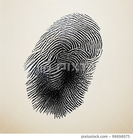 Black graphic fingerprint of a human finger. Finger print. Personal identification. AI-generated Black graphic fingerprint of a human finger. Finger print. Personal identification. AI-generated 99898075