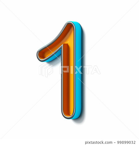 Orange blue thin metal font Number 1 ONE 3D Orange blue thin metal font Number 1 ONE 3D 99899032