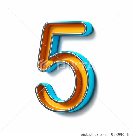 Orange blue thin metal font Number 5 FIVE 3D Orange blue thin metal font Number 5 FIVE 3D 99899036