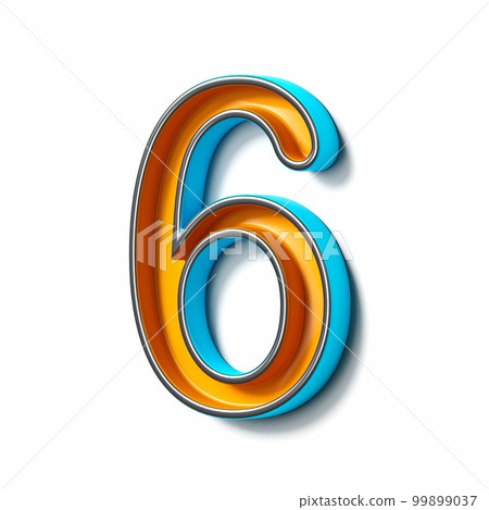 Orange blue thin metal font Number 6 SIX 3D Orange blue thin metal font Number 6 SIX 3D 99899037