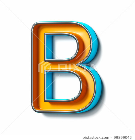 Orange blue thin metal font Letter B 3D 99899043