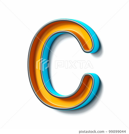 Orange blue thin metal font Letter C 3D Orange blue thin metal font Letter C 3D 99899044
