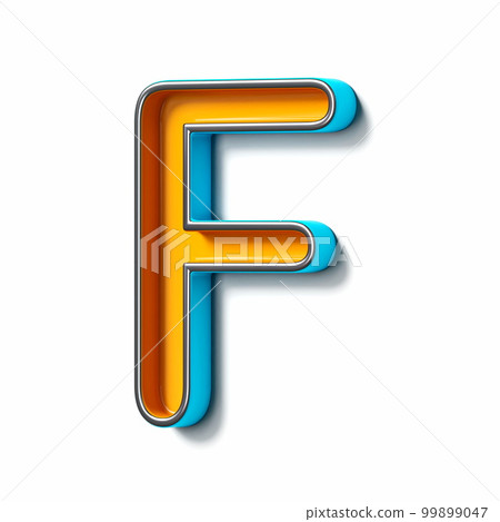 Orange blue thin metal font Letter F 3D Orange blue thin metal font Letter F 3D 99899047
