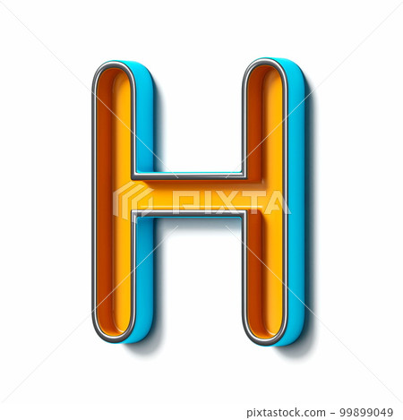 Orange blue thin metal font Letter H 3D Orange blue thin metal font Letter H 3D 99899049