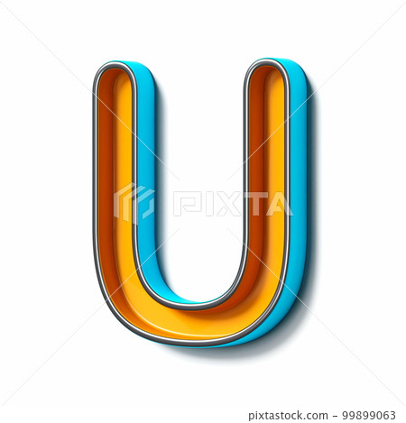 Orange blue thin metal font Letter U 3D Orange blue thin metal font Letter U 3D 99899063