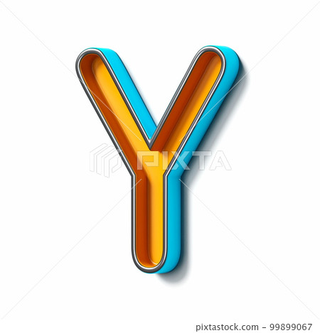 Orange blue thin metal font Letter Y 3D Orange blue thin metal font Letter Y 3D 99899067