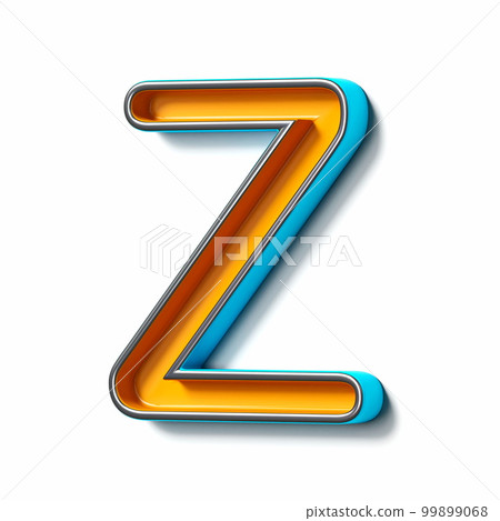 Orange blue thin metal font Letter Z 3D Orange blue thin metal font Letter Z 3D 99899068