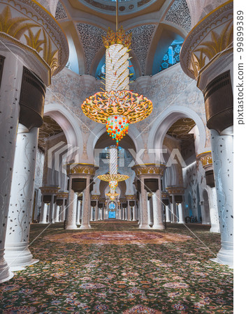 The Sheikh Zayed Grand Mosque interior hall, in Abu Dhabi, United Arab Emirates The Sheikh Zayed Grand Mosque interior hall, in Abu Dhabi, United Arab Emirates 99899389