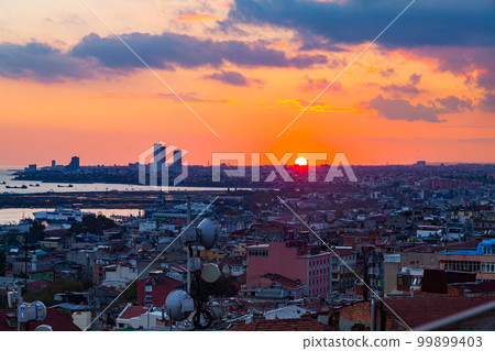 View of sunset at Istanbul, Turkey. 99899403