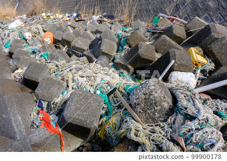 Marine garbage washed ashore on the beautiful Mihama beach Marine garbage washed ashore on the beautiful Mihama beach 99900178
