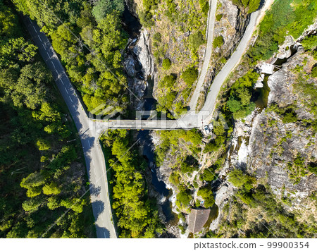 Aerial view of Antraigues sur Volane village in Ardeche, south of France Aerial view of Antraigues sur Volane village in Ardeche, south of France 99900354