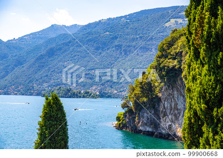View of Villa del Balbianello overlooking Lake Como in Lenno, Lombardy, Italy View of Villa del Balbianello overlooking Lake Como in Lenno, Lombardy, Italy 99900668