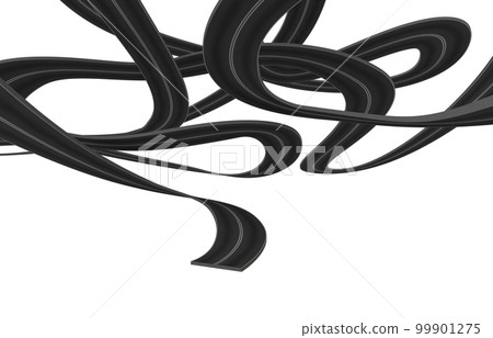Tangled black roads. doubts about which way to go concept. 3d rendering Tangled black roads. doubts about which way to go concept. 3d rendering 99901275
