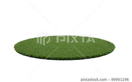Isolated round part of soccer playground with grass. 3d render Isolated round part of soccer playground with grass. 3d render 99901296